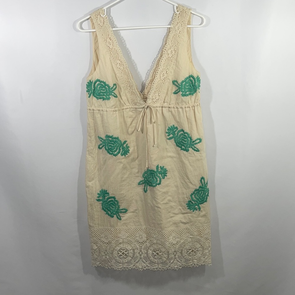 Sin 100% Cotton Embroidered and Lace Trimmed Dress